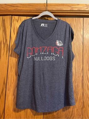 Russell Athletic Navy V-Neck Gonzaga Bulldogs Tee with Red & White Logo
